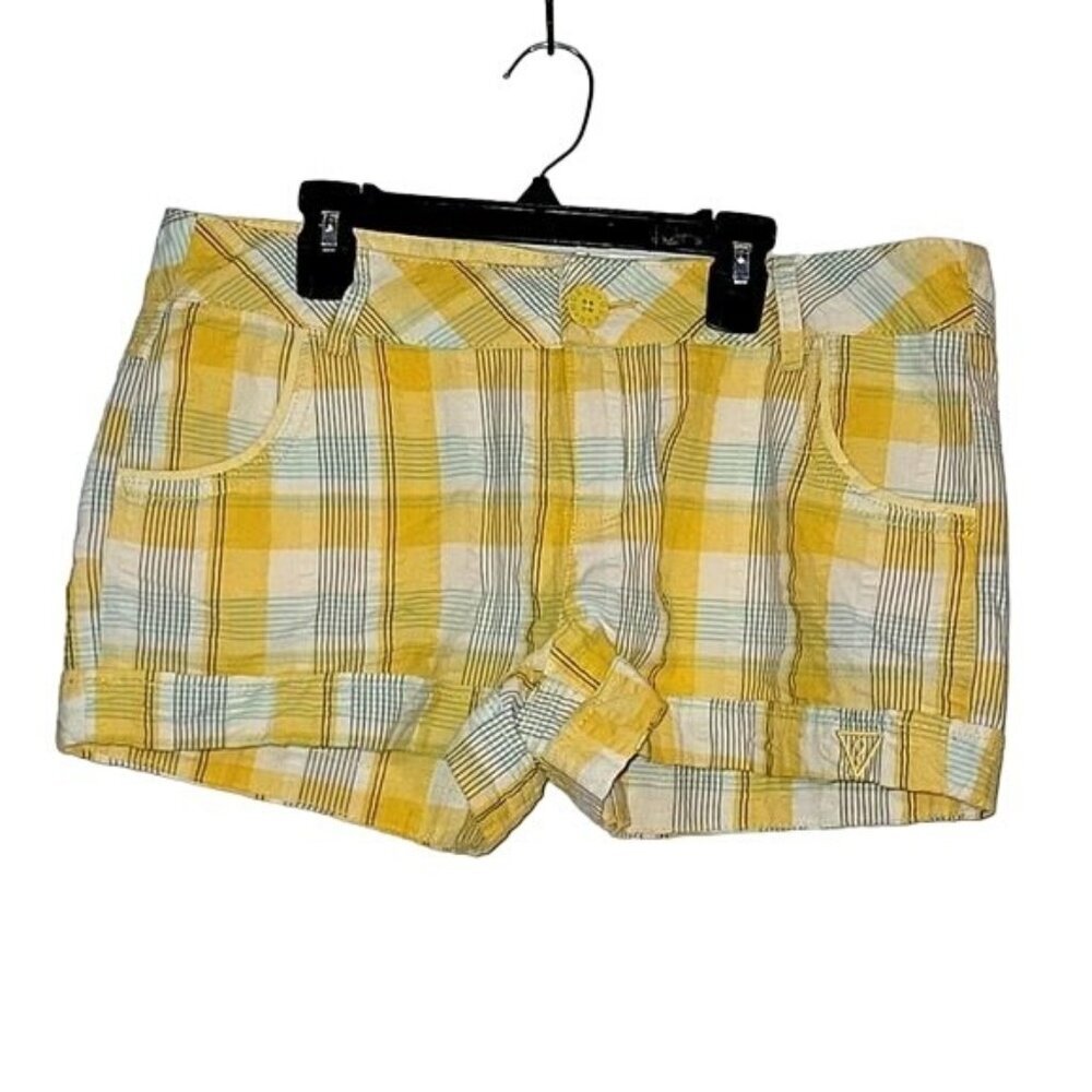 Guess Yellow‎ Plaid Seersucker Shorts Mens 31 Cuffed Cotton G5099800100